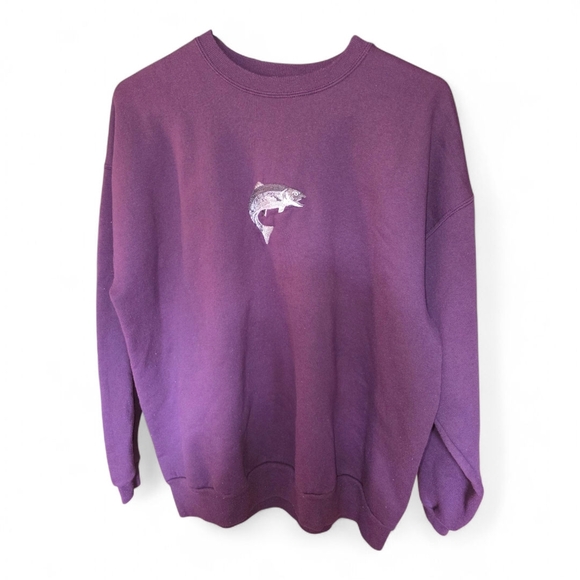 Hanes Tops - Hanes Purple Sweatshirt with Fish Design